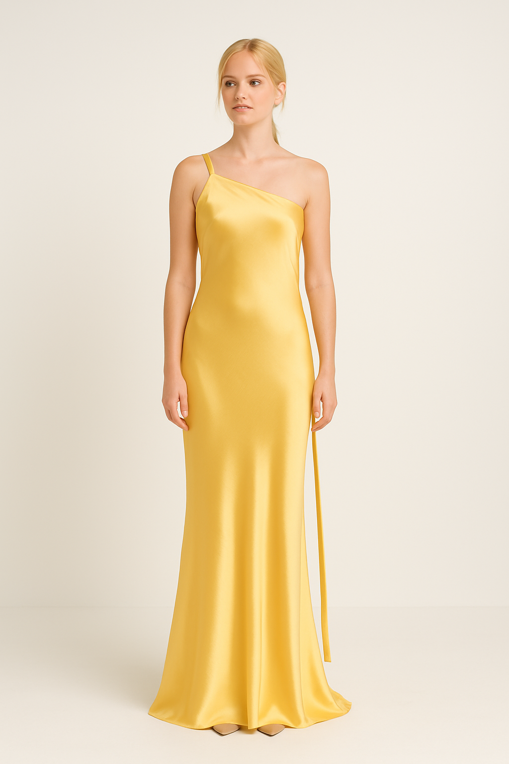 Backless Satin Evening Gown – Floor-Length Spaghetti Strap Dress for Women