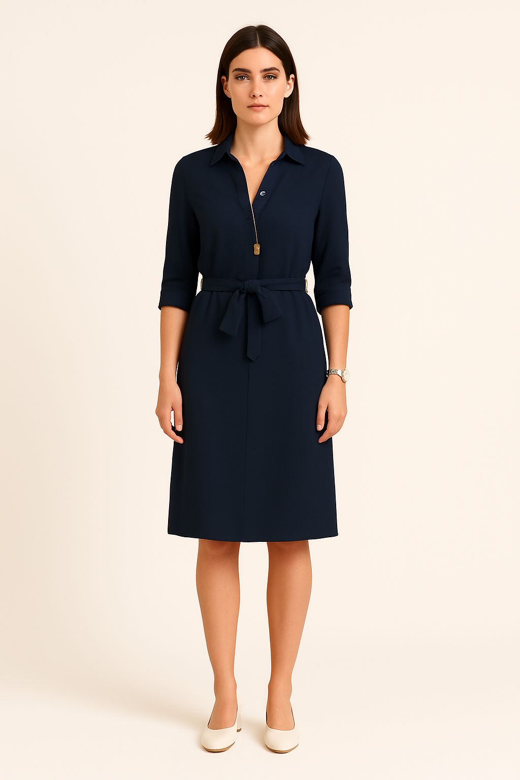 Dress – Women'S Button Down Shirt Dress – Waist Tie – Short Sleeve – Pockets