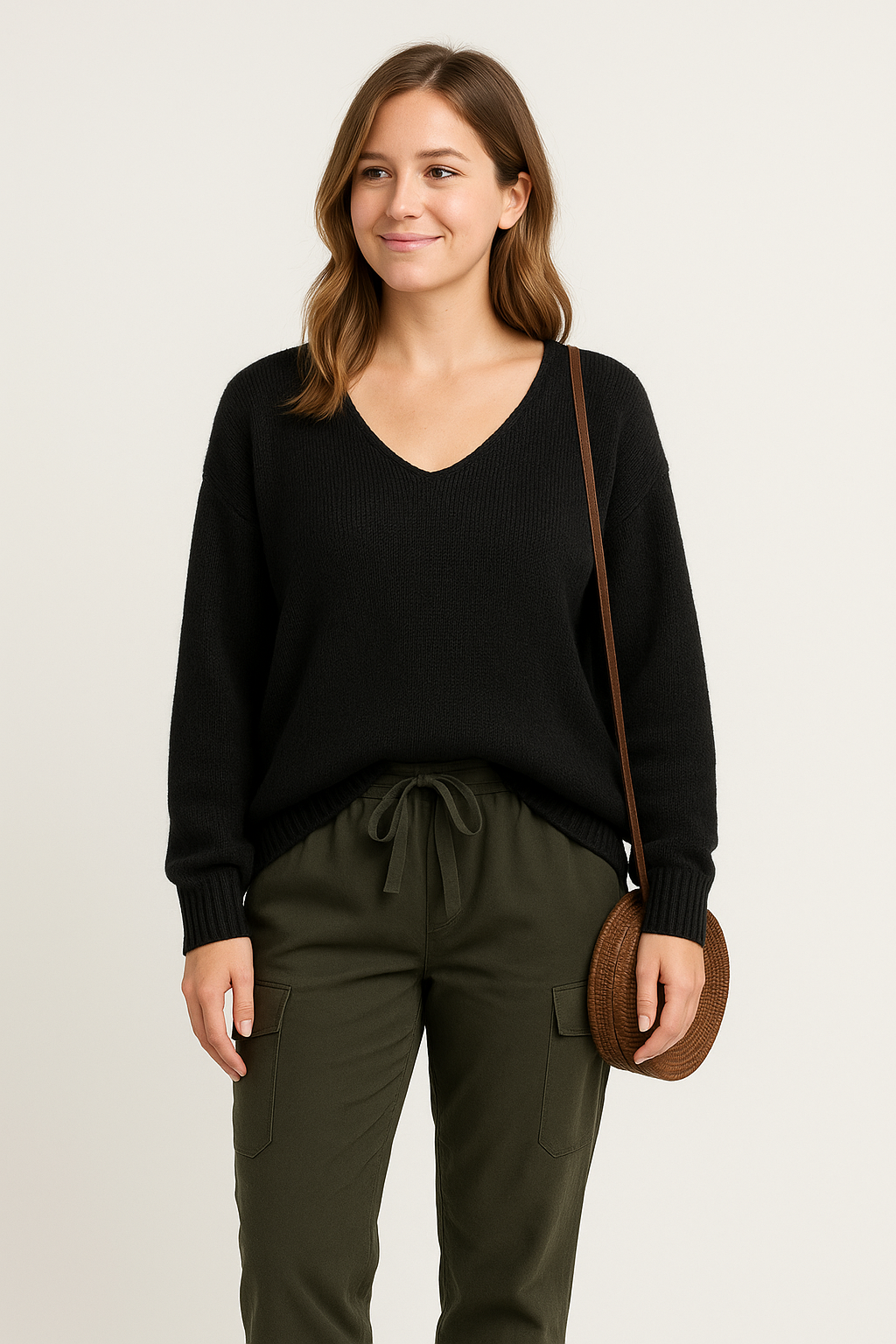 Elegant Knit Sweater with High Neck – Soft Ribbed Design