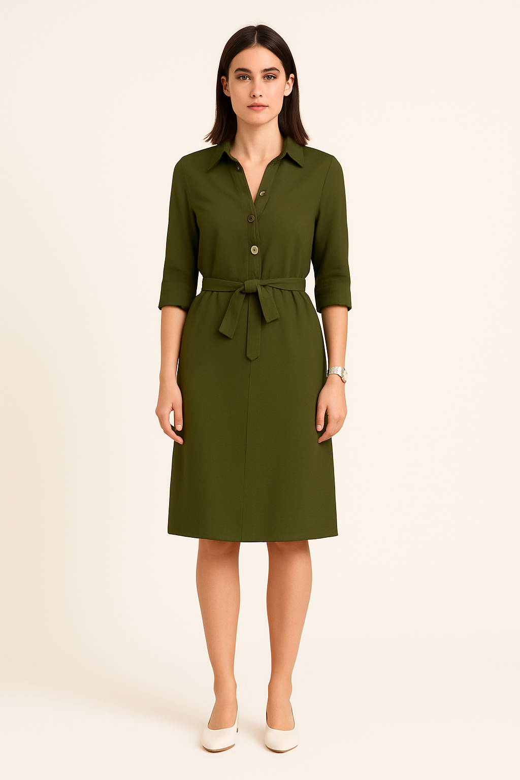 Dress – Women'S Button Down Shirt Dress – Waist Tie – Short Sleeve – Pockets