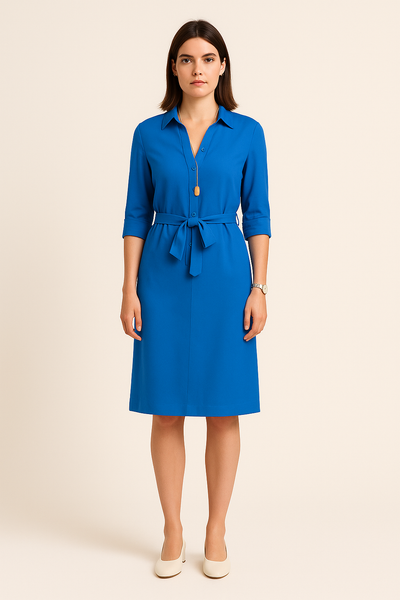 Dress – Women'S Button Down Shirt Dress – Waist Tie – Short Sleeve – Pockets
