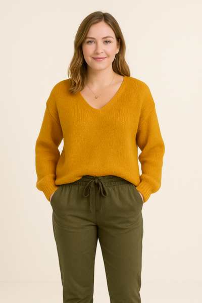 Elegant Knit Sweater with High Neck – Soft Ribbed Design