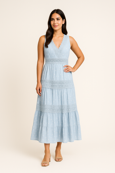 Lace Maxi Dress – Women'S Boho Maxi Dress – Sleeveless – Tiered Layers – Lace