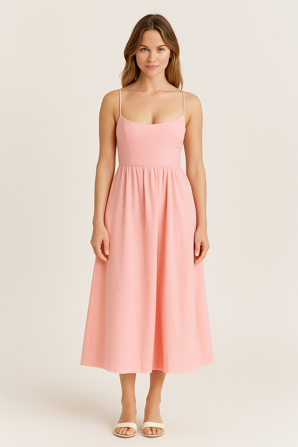 Midi Dress – Women'S A-Line Midi Dress – Spaghetti Straps – Elegant Flow