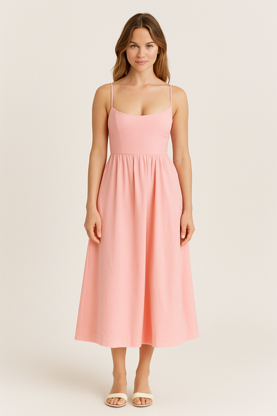 Midi Dress – Women'S A-Line Midi Dress – Spaghetti Straps – Elegant Flow