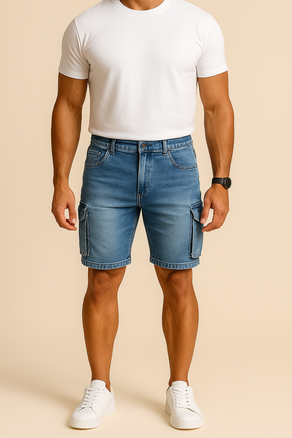 Ashford | Men's Denim Cargo Shorts – Mid-Length