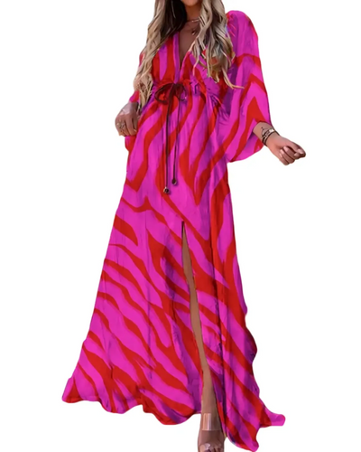 Maxi Floral Dress – Women'S Floral Maxi Dress – Belted V-Neck A-Line – Button