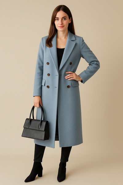 Ashford | Johanna – Women’s Long Wool-Blend Double-Breasted Coat with Tailored Fit