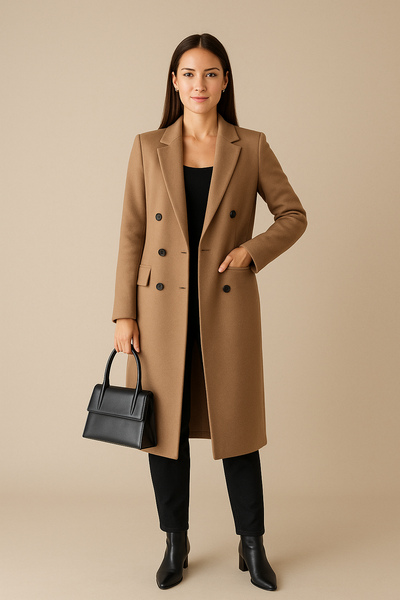 Ashford | Johanna – Women’s Long Wool-Blend Double-Breasted Coat with Tailored Fit