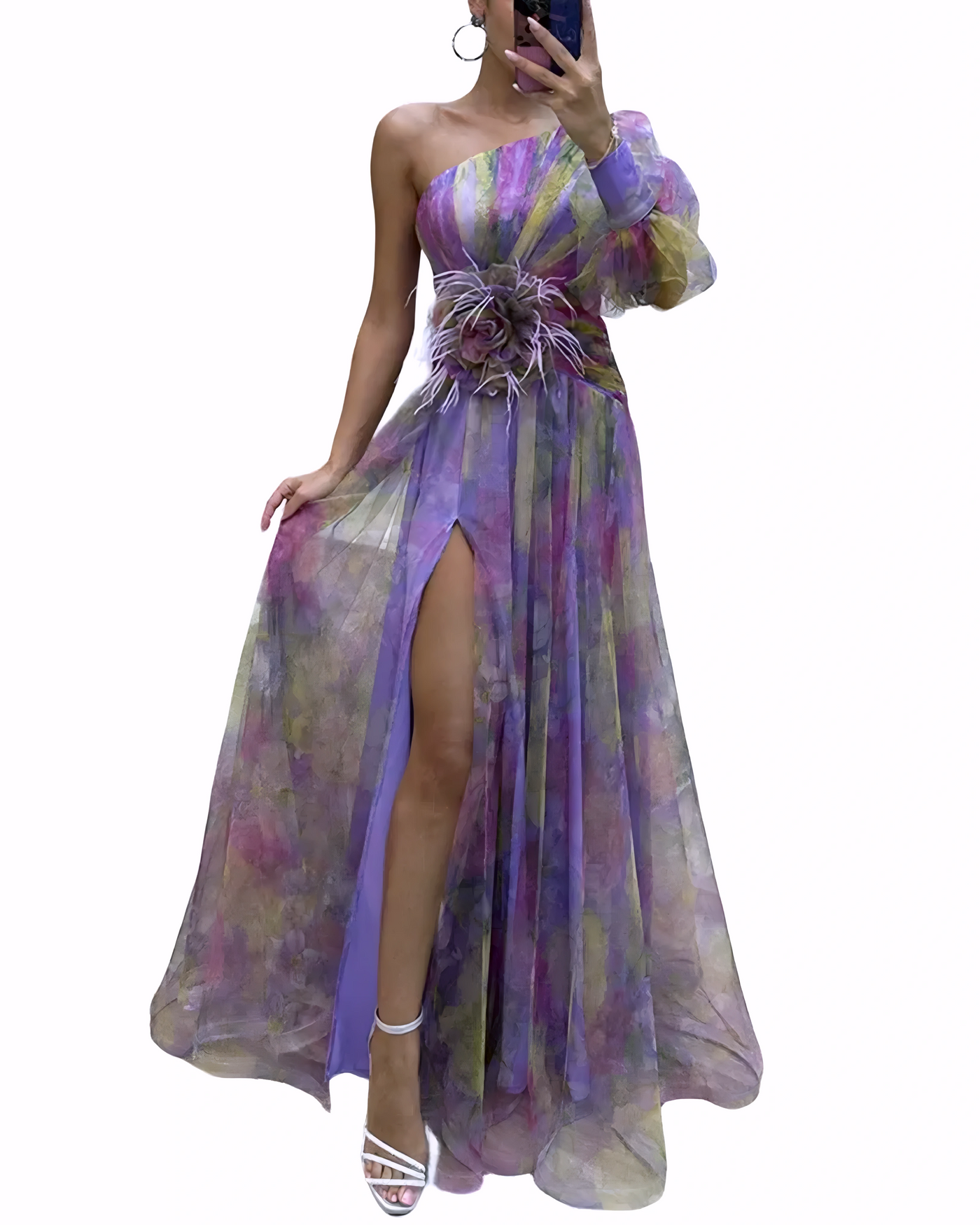 Midi Floral Dress – Women'S One Shoulder Floral Midi Dress