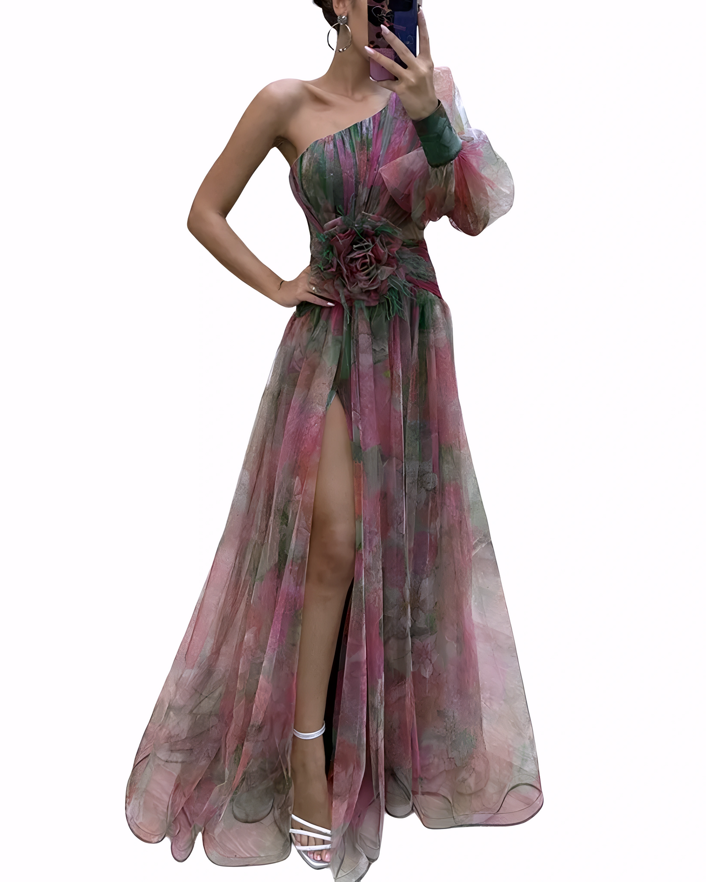 Midi Floral Dress – Women'S One Shoulder Floral Midi Dress