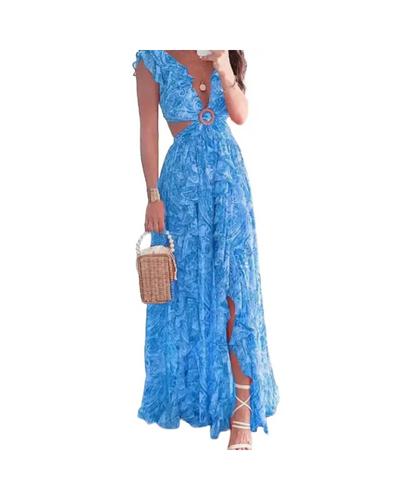 Maxi Floral Dress – Women'S Maxi Dress – Floral Print – A-Line – Ruffle Sleeves