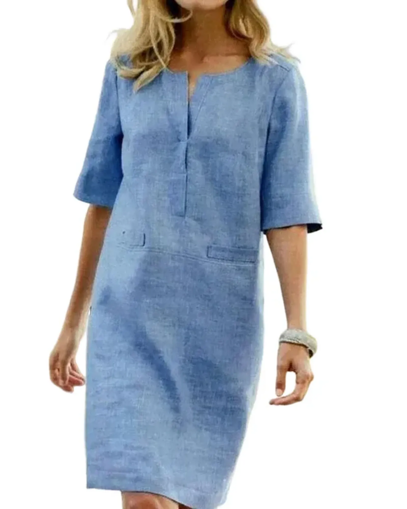 Relaxed Fit Dress – Women'S Linen Blend Shift Dress – Short Sleeve – Relaxed Fit