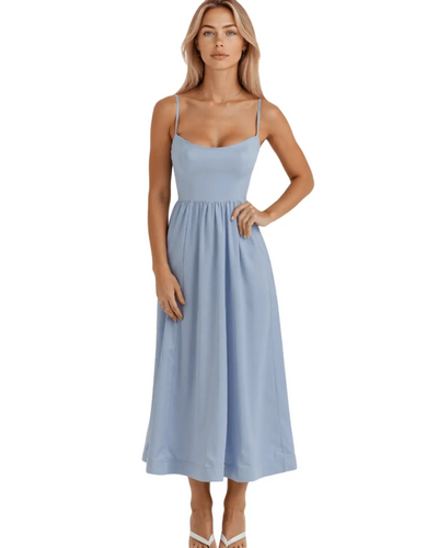 Midi Dress – Women'S A-Line Midi Dress – Spaghetti Straps – Elegant Flow