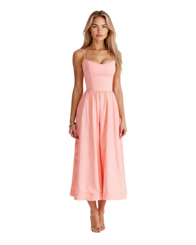 Midi Dress – Women'S A-Line Midi Dress – Spaghetti Straps – Elegant Flow