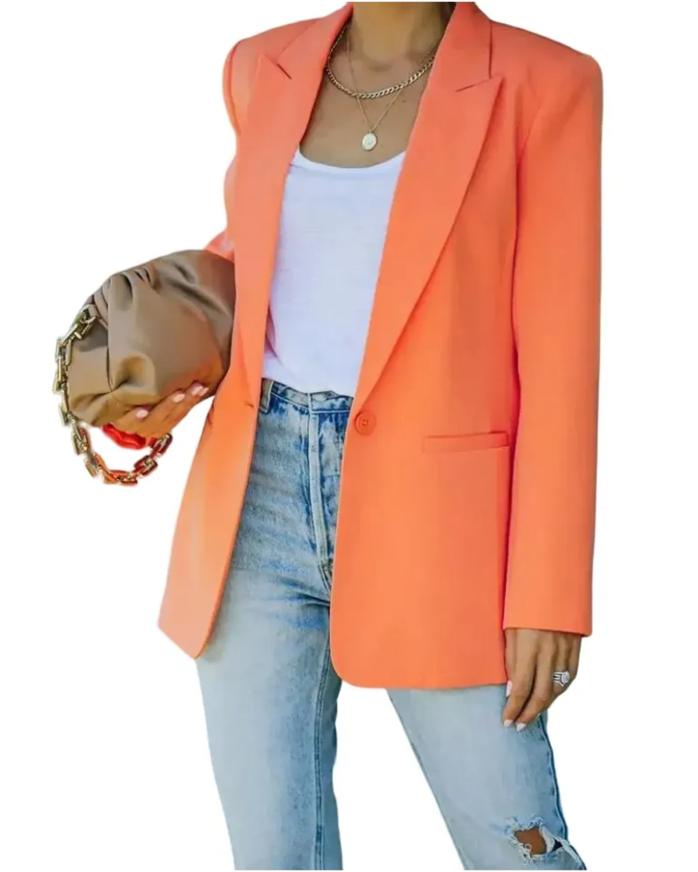Oversized Single-Breasted Blazer with Notched Lapel – Tailored Look