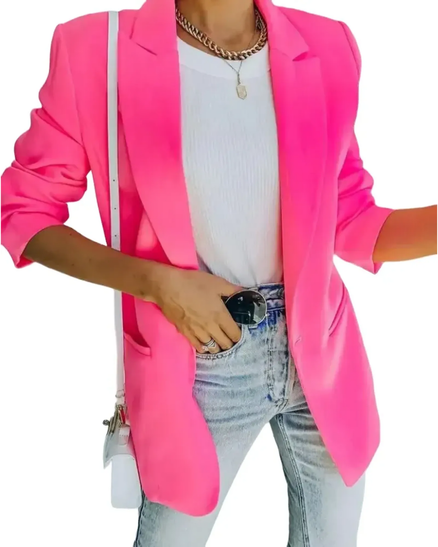 Oversized Single-Breasted Blazer with Notched Lapel – Tailored Look