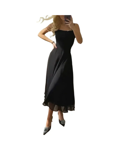 Midi Dress – Women'S A-Line Midi Dress – Square Neck – Sleeveless – Fitted