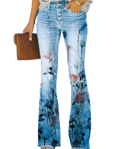 Floral Jeans – Women'S Floral Pocket Denim Jeans – Regular Fit, Casual Style –
