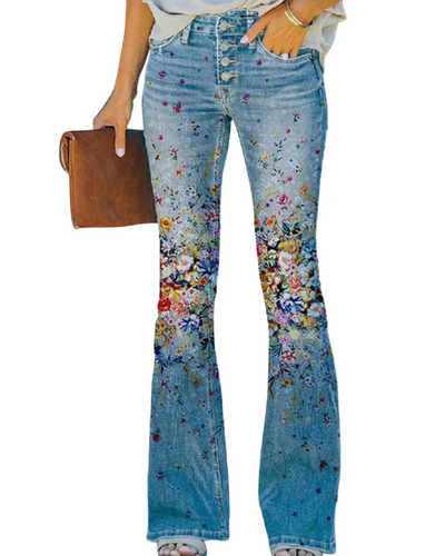 Floral Jeans – Women'S Floral Pocket Denim Jeans – Regular Fit, Casual Style –