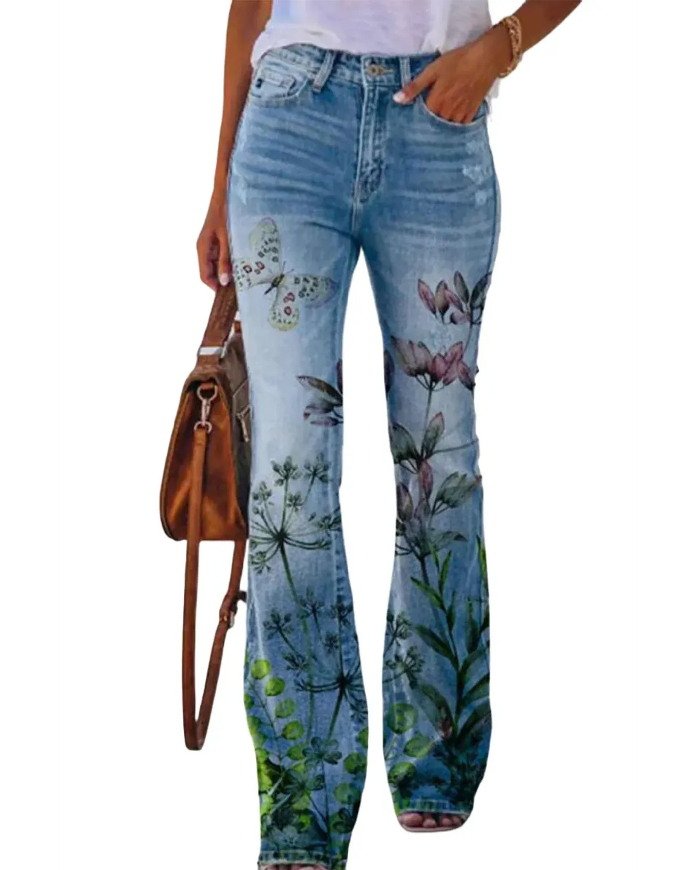 Floral Jeans – Women'S Floral Pocket Denim Jeans – Regular Fit, Casual Style –