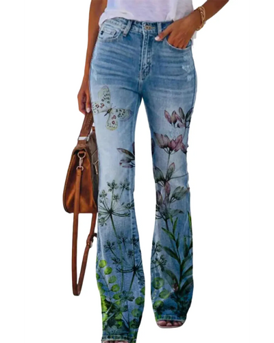 Floral Jeans – Women'S Floral Pocket Denim Jeans – Regular Fit, Casual Style –