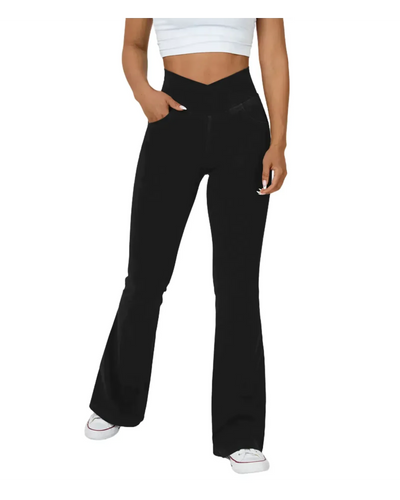 Wide Leg High Waist Jeans – Women'S Flared Jeans – High Waist, Elasticated Fit,