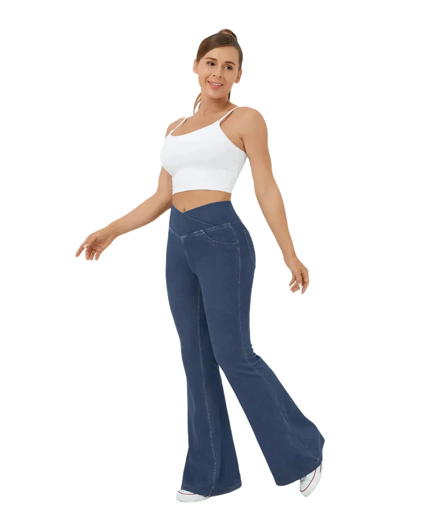 Wide Leg High Waist Jeans – Women'S Flared Jeans – High Waist, Elasticated Fit,
