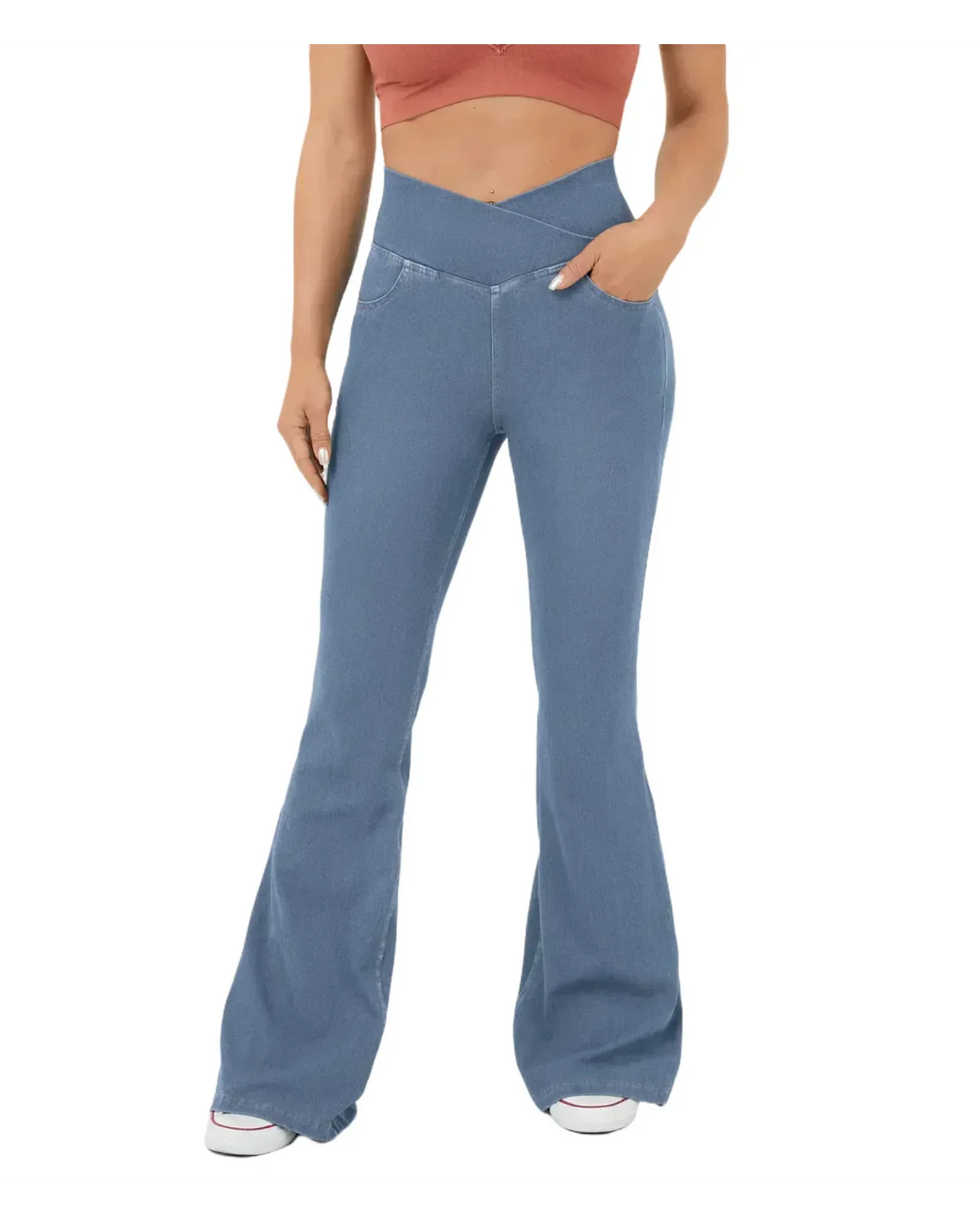 Wide Leg High Waist Jeans – Women'S Flared Jeans – High Waist, Elasticated Fit,