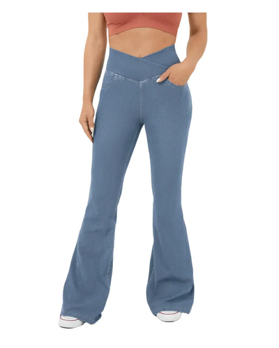 Wide Leg High Waist Jeans – Women'S Flared Jeans – High Waist, Elasticated Fit,