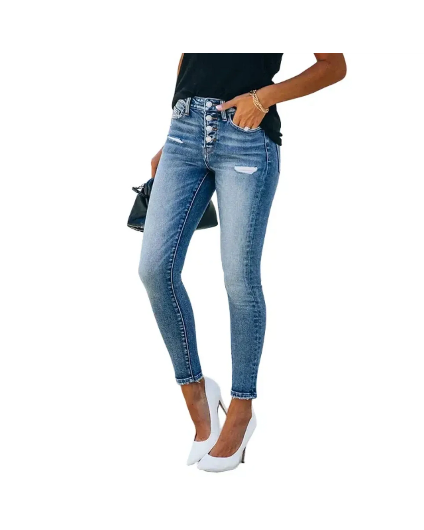 Slim Fit High Waist Jeans – Women'S Ripped Slim Fit Jeans – High Waist, Stretch