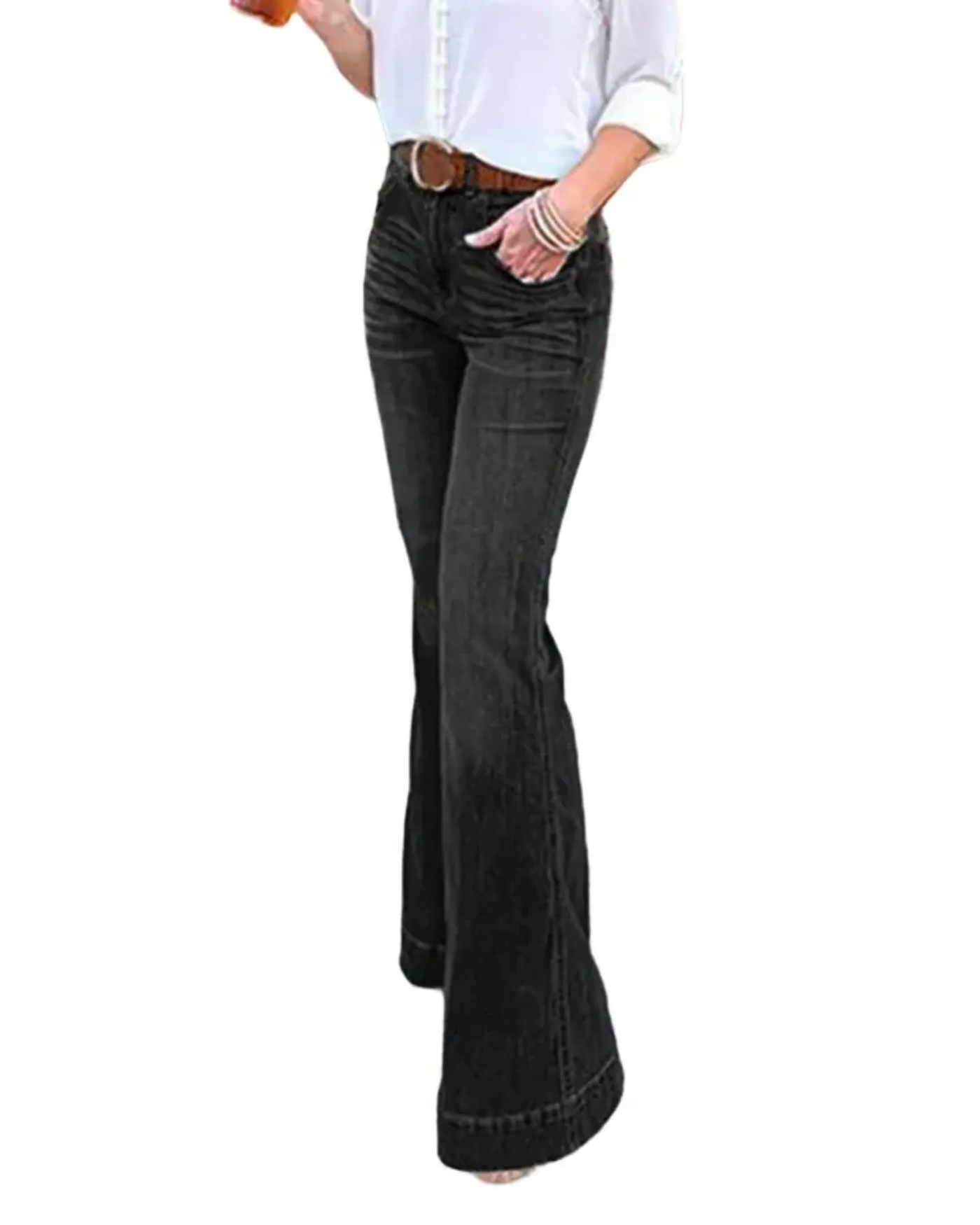Wide Leg High Waist Vintage Jeans – Women'S Vintage Flared Denim Jeans – High