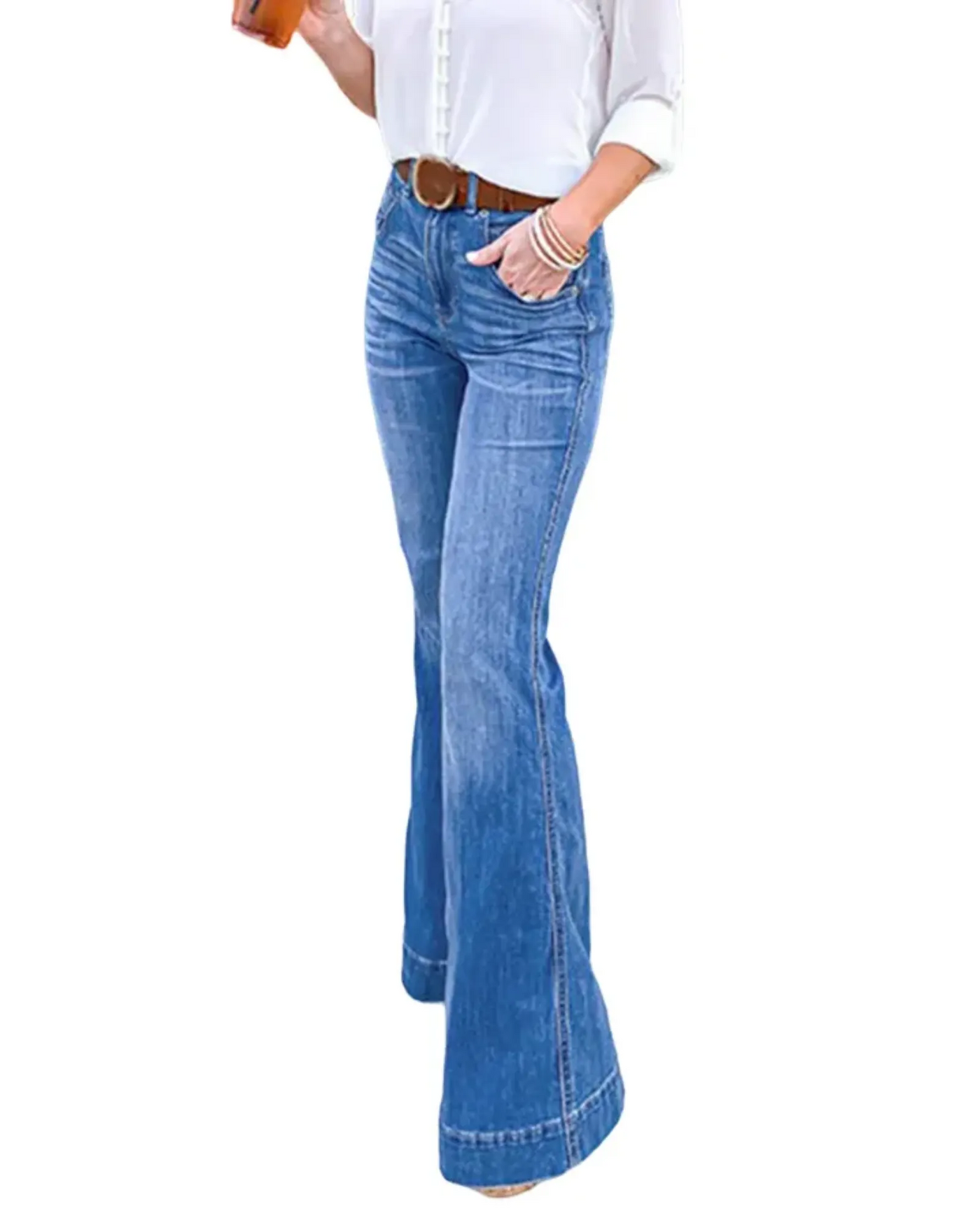 Wide Leg High Waist Vintage Jeans – Women'S Vintage Flared Denim Jeans – High