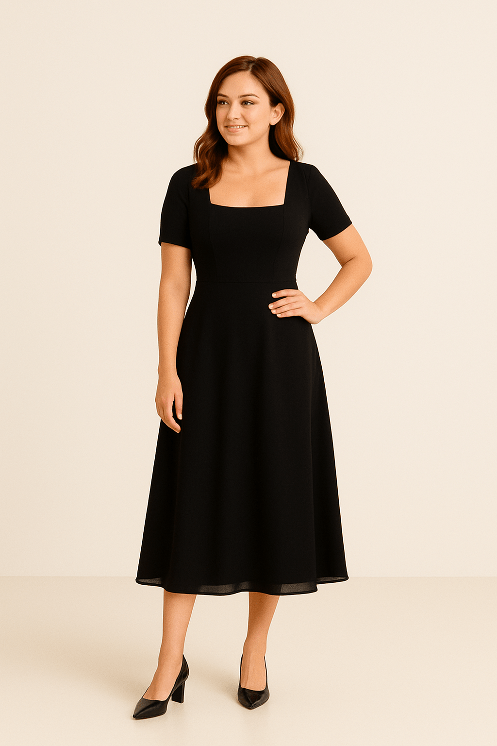 Ashford | A Line Square Midi Dress - Ashford London Clothing