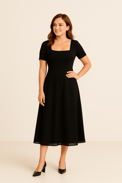Ashford | A Line Square Midi Dress - Ashford London Clothing