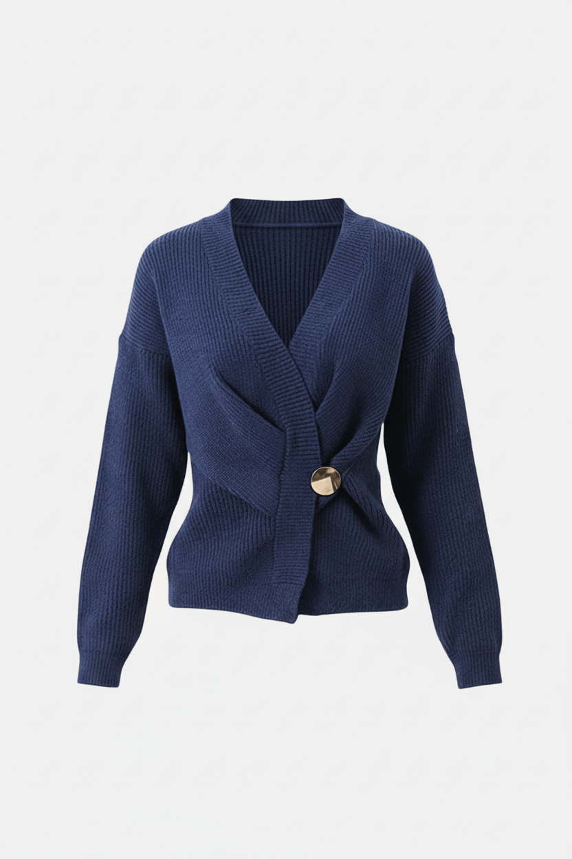 Ashford | Aava – Women’s Ribbed Knit Wrap Sweater Top with Asymmetrical Hem - Ashford London Clothing