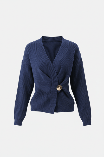 Ashford | Aava – Women’s Ribbed Knit Wrap Sweater Top with Asymmetrical Hem - Ashford London Clothing