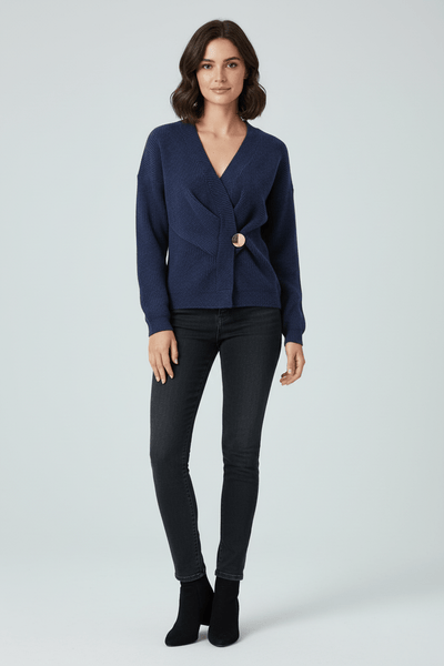 Ashford | Aava – Women’s Ribbed Knit Wrap Sweater Top with Asymmetrical Hem - Ashford London Clothing