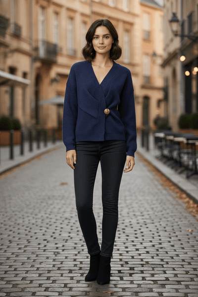 Ashford | Aava – Women’s Ribbed Knit Wrap Sweater Top with Asymmetrical Hem - Ashford London Clothing