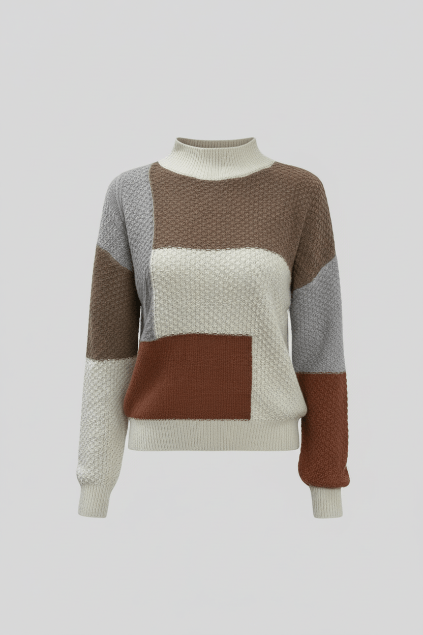 Ashford | Ailani – Women’s Relaxed Fit Textured Patchwork Knit Sweatshirt - Ashford London Clothing