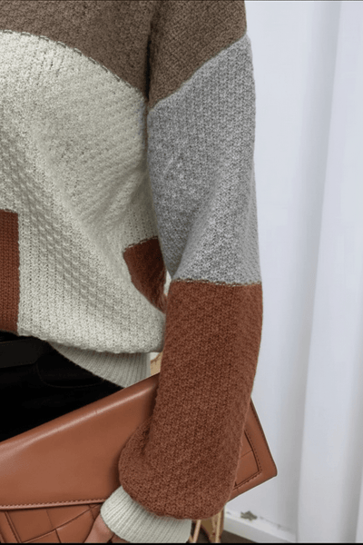 Ashford | Ailani – Women’s Relaxed Fit Textured Patchwork Knit Sweatshirt - Ashford London Clothing