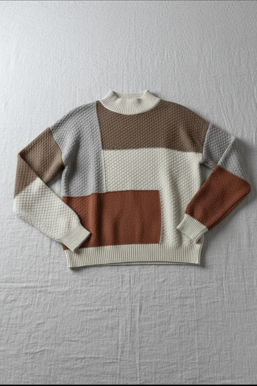 Ashford | Ailani – Women’s Relaxed Fit Textured Patchwork Knit Sweatshirt - Ashford London Clothing