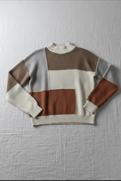 Ashford | Ailani – Women’s Relaxed Fit Textured Patchwork Knit Sweatshirt - Ashford London Clothing