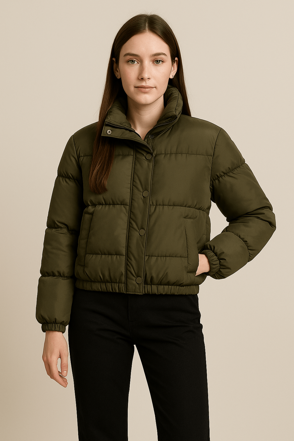Ashford | Amaya – Women’s Cropped Oversized Quilted Puffer Jacket with High Collar - Ashford London Clothing