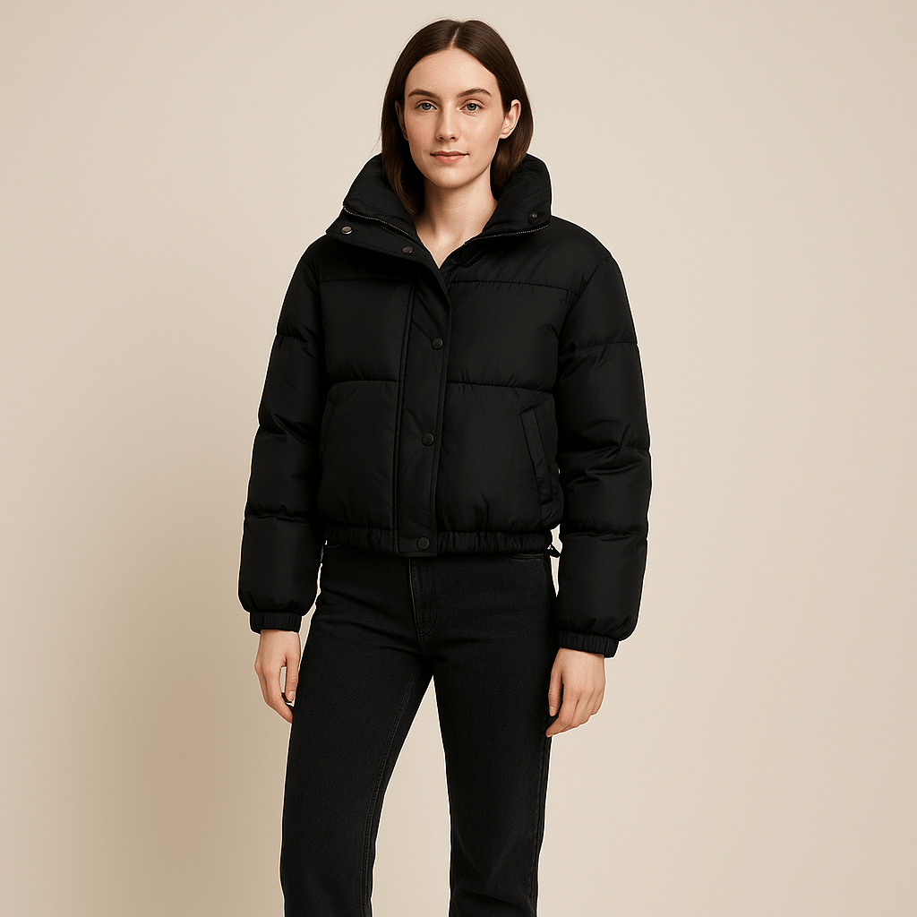 Ashford | Amaya – Women’s Cropped Oversized Quilted Puffer Jacket with High Collar - Ashford London Clothing