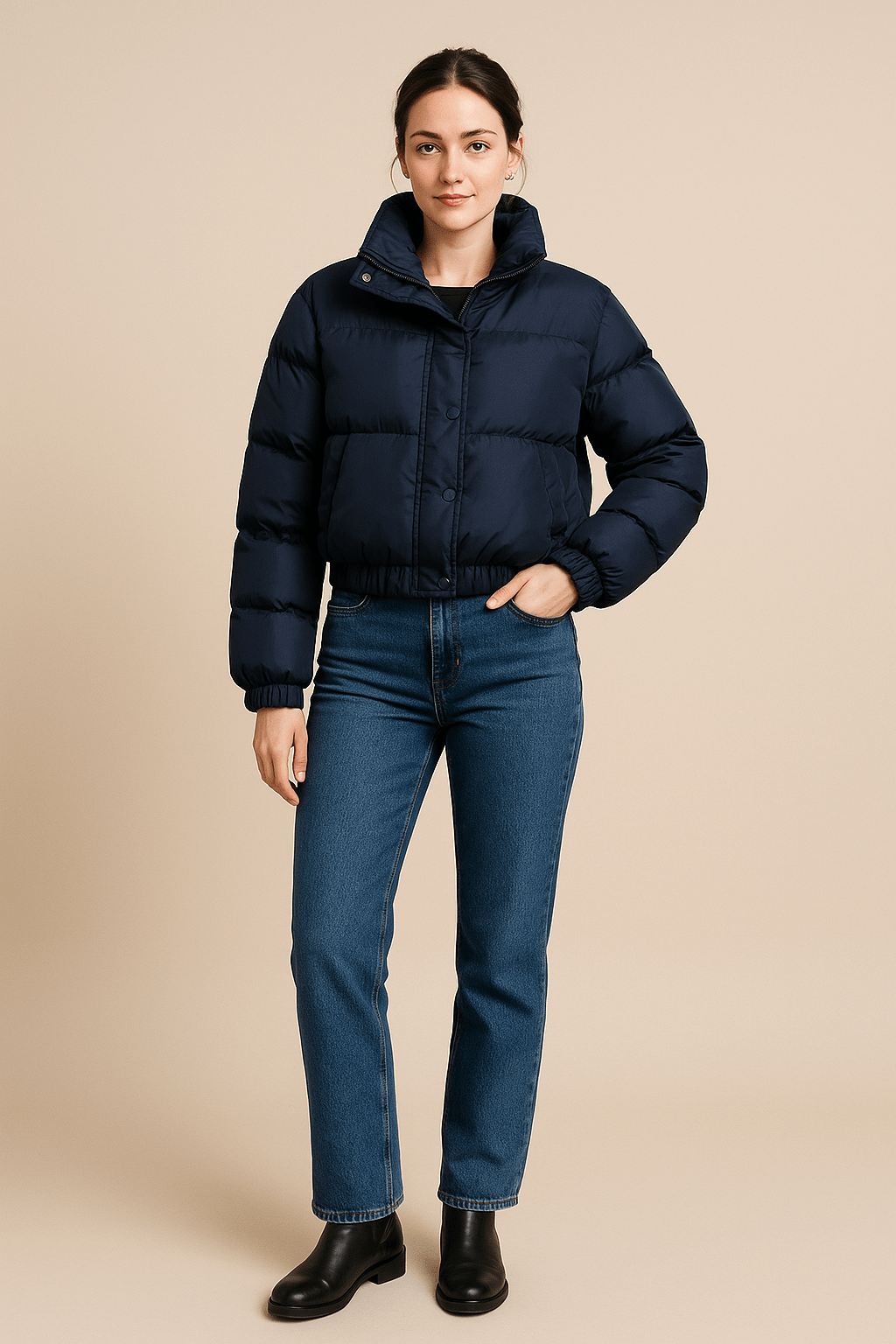 Ashford | Amaya – Women’s Cropped Oversized Quilted Puffer Jacket with High Collar - Ashford London Clothing
