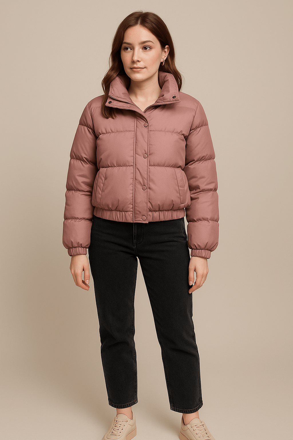 Ashford | Amaya – Women’s Cropped Oversized Quilted Puffer Jacket with High Collar - Ashford London Clothing