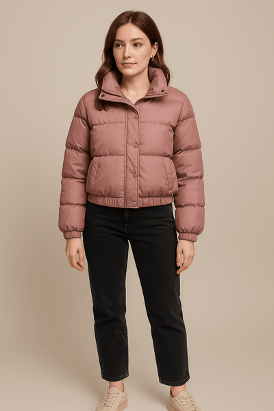 Ashford | Amaya – Women’s Cropped Oversized Quilted Puffer Jacket with High Collar - Ashford London Clothing