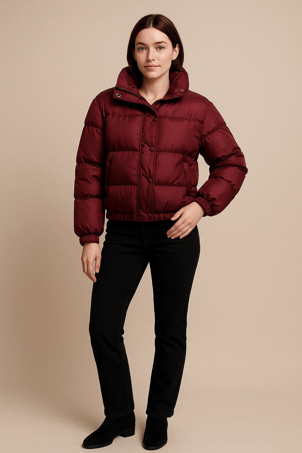 Ashford | Amaya – Women’s Cropped Oversized Quilted Puffer Jacket with High Collar - Ashford London Clothing