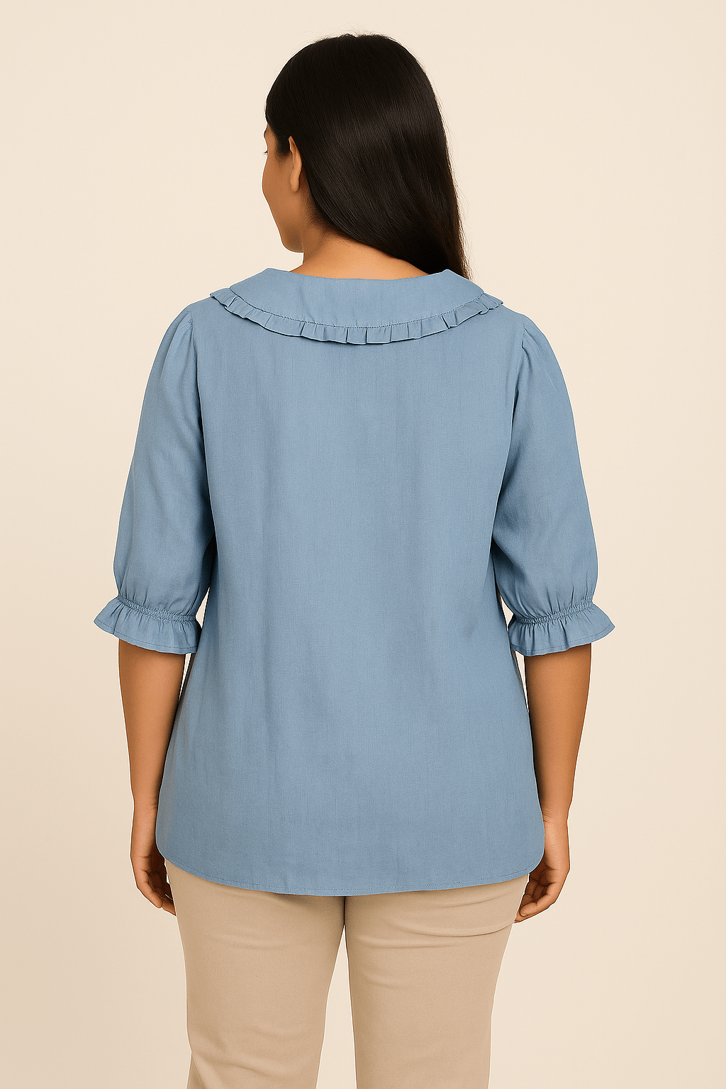 Ashford | Amelie Cotton - Linen Shirt – Soft Ruffle Detail - Ashford London Clothing